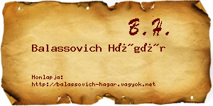 Balassovich Hágár névjegykártya